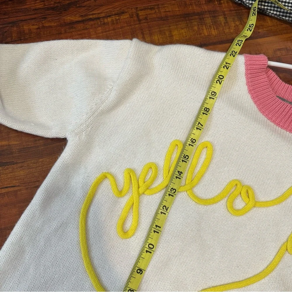 LELA ROSE Banana Phone Wool Sweater with Multicolor Trim - Picture 3 of 7